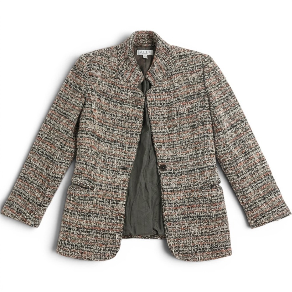 Vintage Alex New York Wool Tweed Boucle Blazer Quiet Luxury Office Jacket Size 8